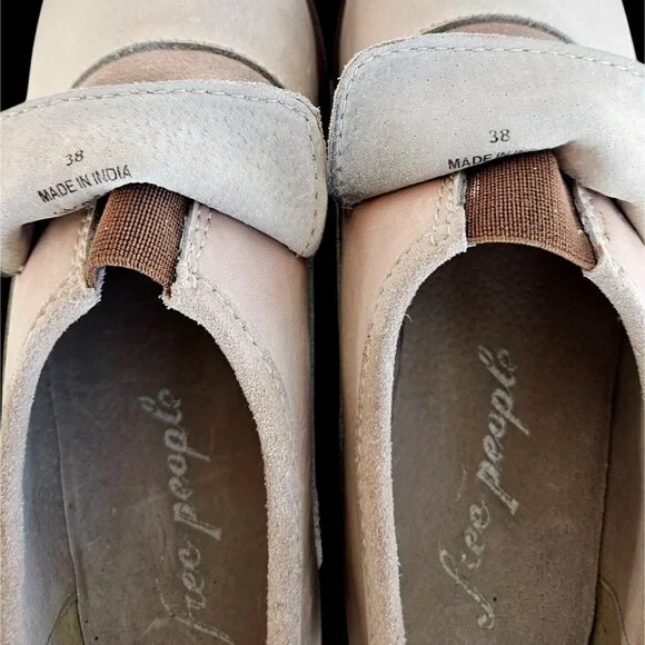 Free People Beige Leather Suede Loafers Women’s 38 Made in India - Picture 4 of 12